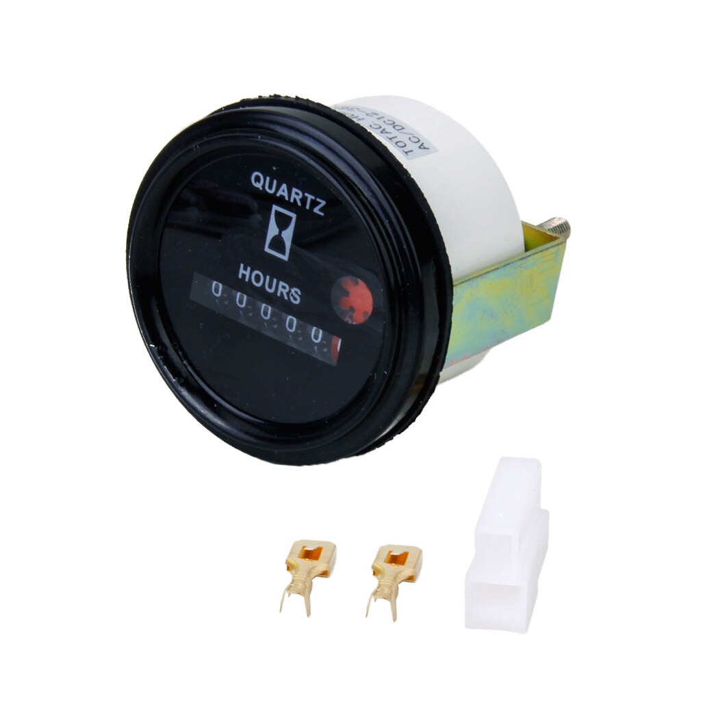 DC / AC 12-36V Quartz Hour Meter Gauge, Round Shape, For Fork lifts, Buses, Trucks, Golf Carts, Vehicles