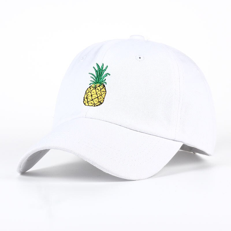 Tunica ananas broderi baseball cap bomuld 100%  hipster hat frugt ananas far hat hip hop bomuld snapback cap hatte: Hvid