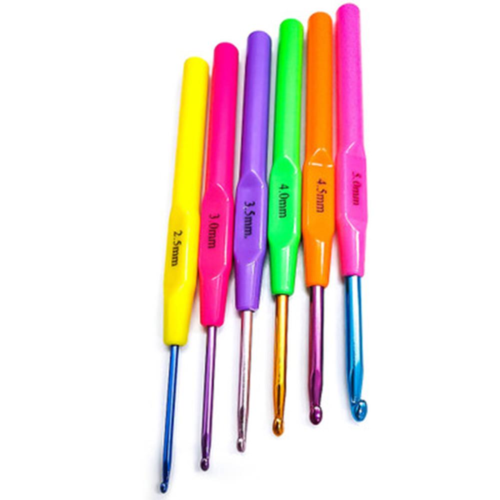 6Pcs Haaknaalden Multi-color Aluminium Haaknaalden Set Diy Ambachten Garen Trui Breinaalden Weven Tool 2.5-5Mm