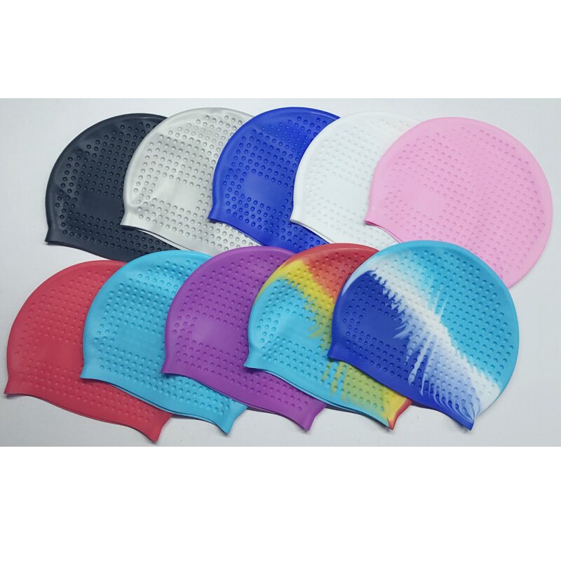100% Silicone Swimming Cap Men Women Unisex Swim Pool Swimming Caps Non-toxic High Elastic Free Size Adults Surfing &amp; Diving Hat