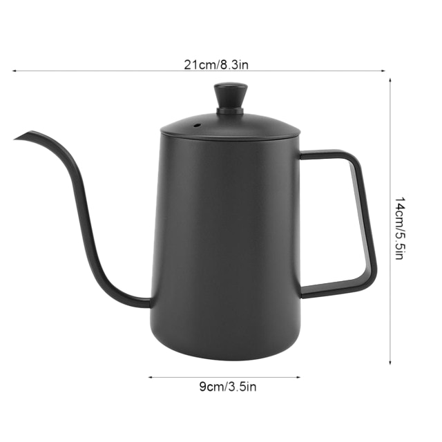 Botique-600Ml Stainless Steel Coffee Kettle Gooseneck Spout Teapot with Thermometer