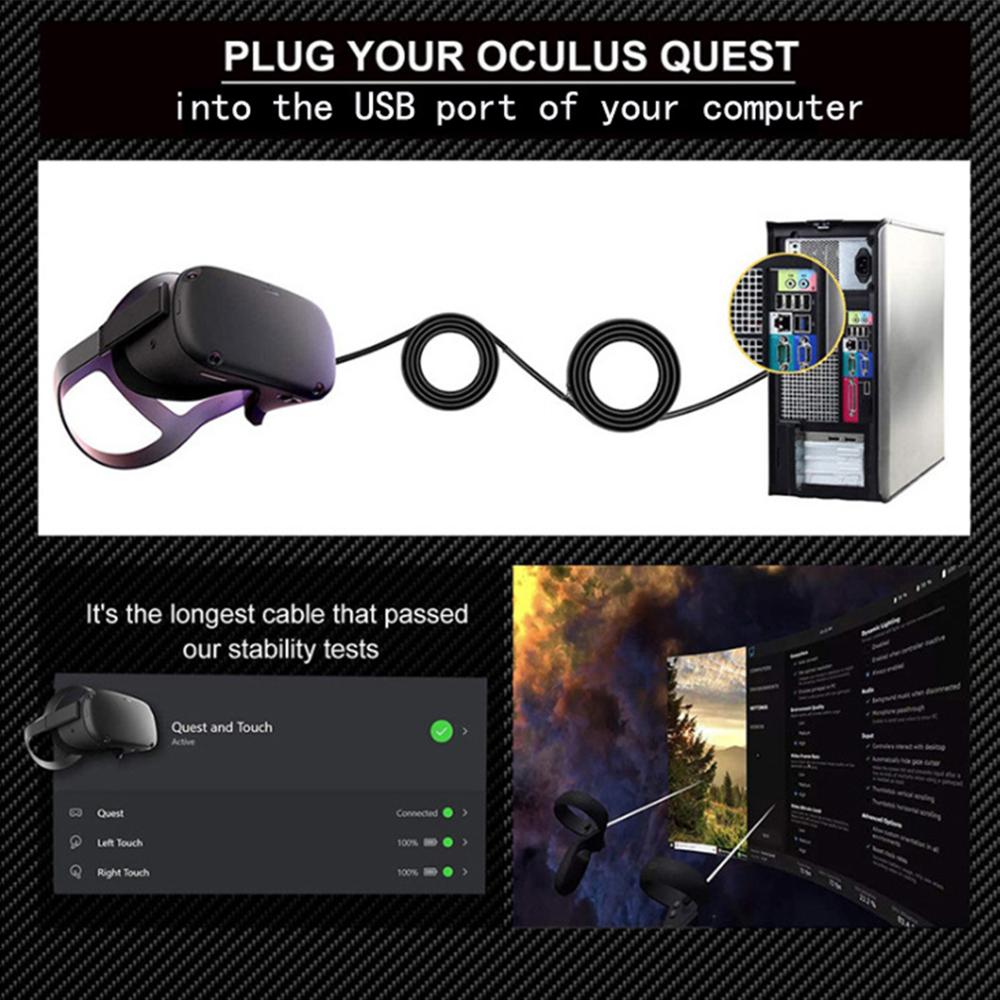 Oculus Quest 2 VR Link USB3.1 Type-c Link 90 Degree Extension Cable Connector High Speed Data Transfer for VR Virtual Reality