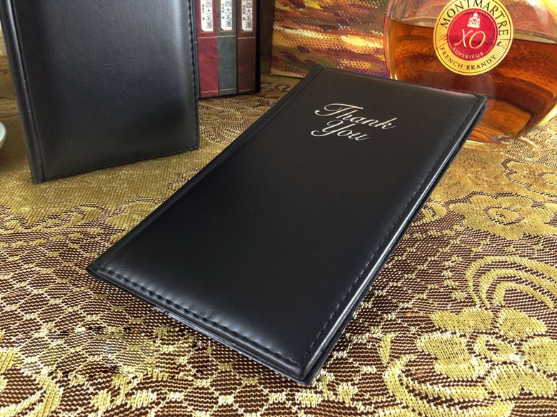 Black PU leather check folder restaurant hotel coffee shop, cheque holder, checkbook holder