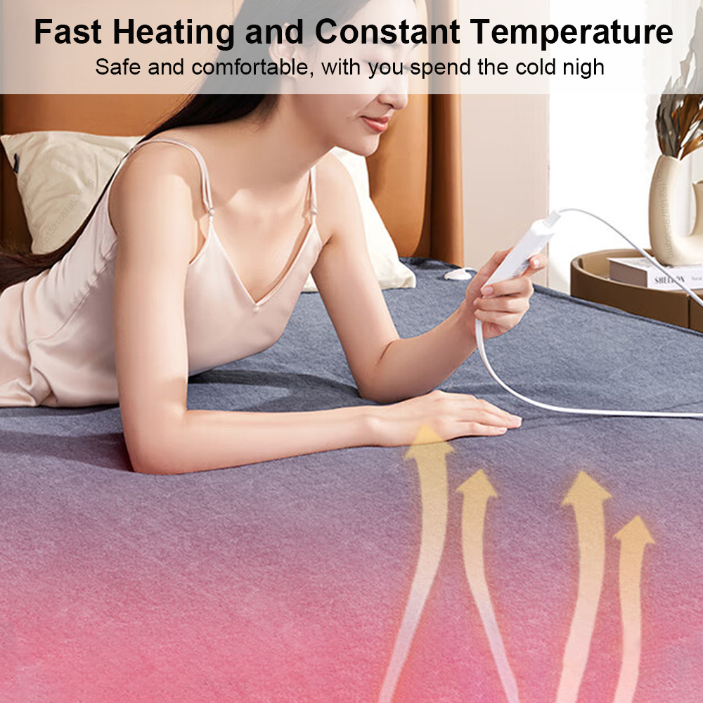 Manta calefactora eléctrica, termostato automático, calentador de doble cuerpo, colchón de cama, enchufe europeo, alfombras eléctricas calentadas de 220V
