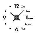 Reloj de pared grande Diy 3D reloj Adhesivo de pared silencioso auto-adhesivo extraíble Reloj de pared pegatina hogar sala de estar decoración: Big black