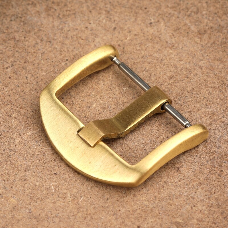 Allbai tilpasning mekanisk bronze spænde 18/20/22/24mm læder urrem spænde messing ur dele bronze spænde: Runde -18mm