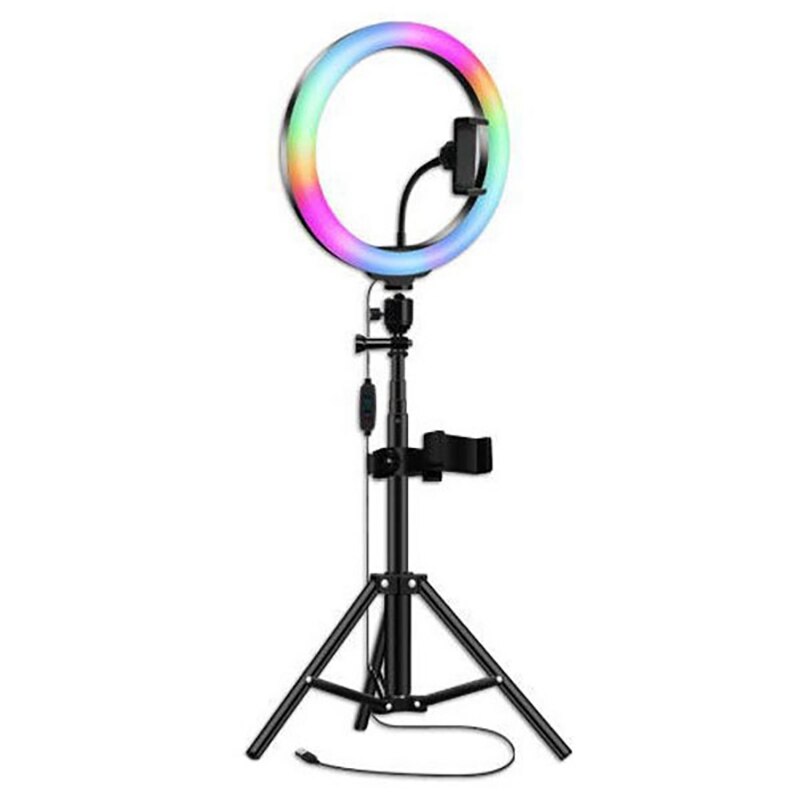 Portable Rgb Ring Light With Tripod 10 Inch Fill Light Led Live Light Mobile Phone Universal Selfie Stick: Default Title