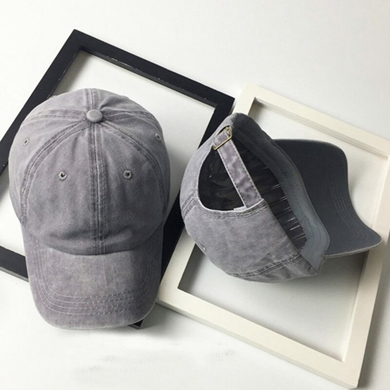Peaked Cap Washed Adjustable Solid Color Baseball Cap Unisex Couple Cap Leisure Hat: gray