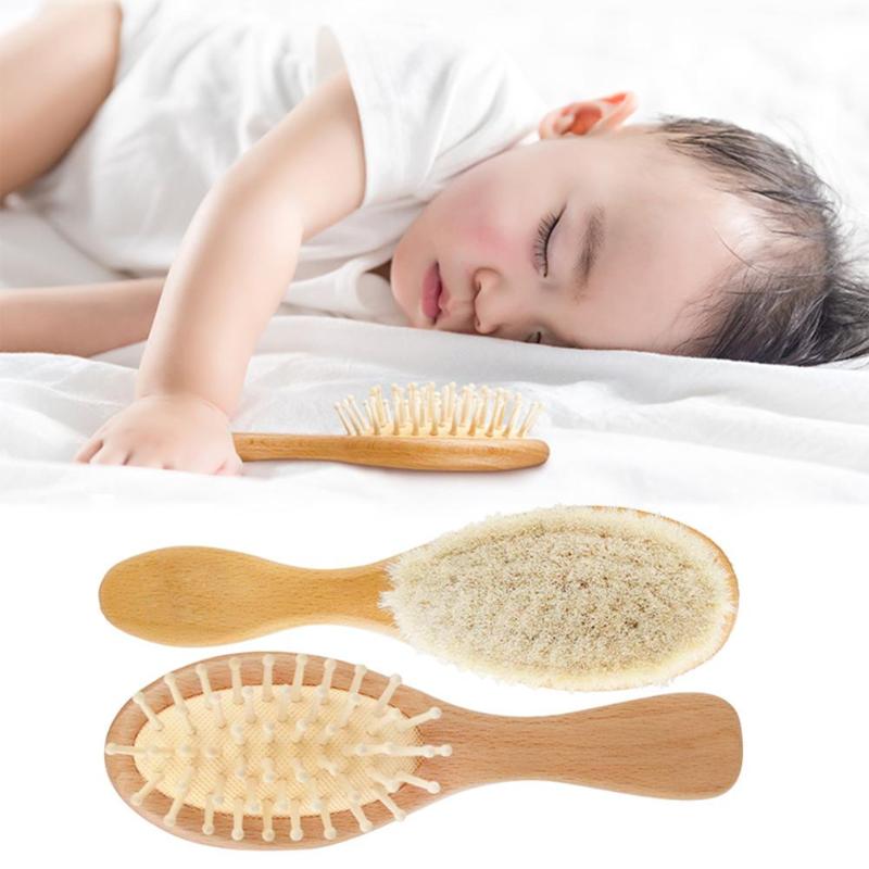 2 pcs per La Cura Del Bambino di Legno Bathbrush Morbido Dei Capelli Pettine di Massaggio Alla Testa per le Ragazze Dei Ragazzi