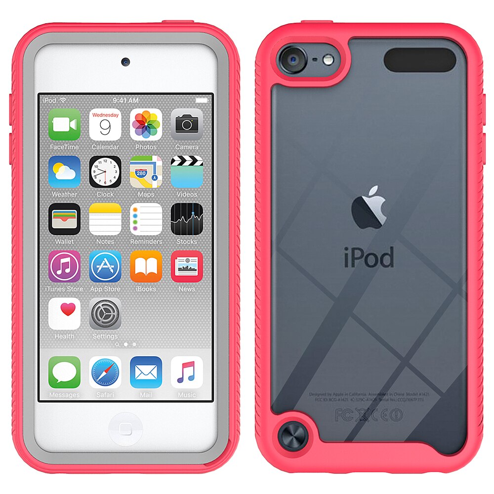 2 in 1 hybrid robust pansar stötsäkert fodral för apple ipod touch 5 6 7 mjuk tpu bumper hård pc genomskinligt skyddande bakstycke: För ipod touch 5 / Rosa