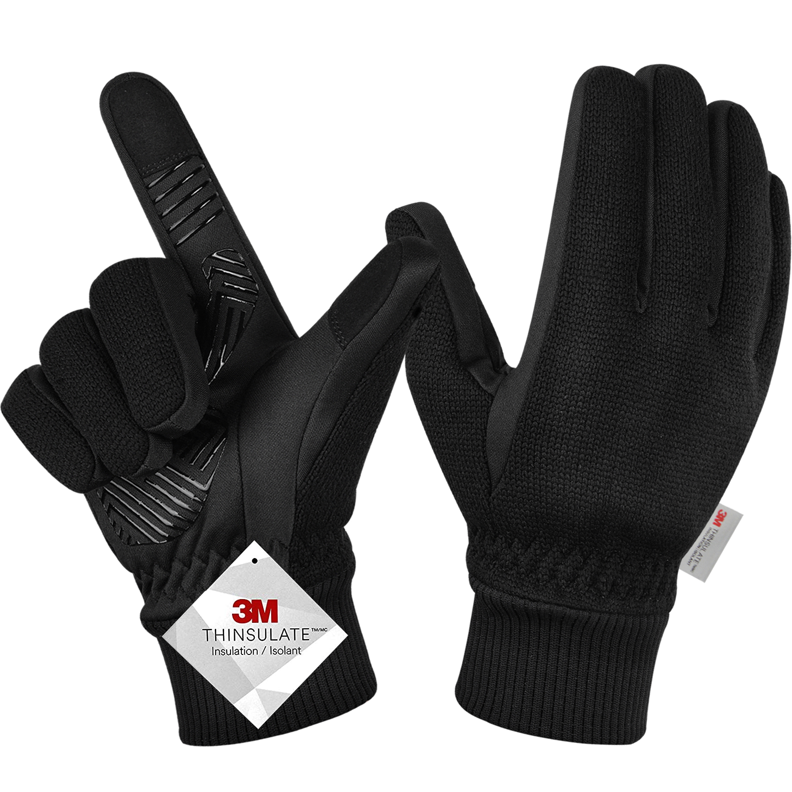 MOREOK Winter -20 ° F 3M warme handschoenen Fietsen Buitensporten Hardlopen Motor Ski Touchscreen Antislip slijtvaste handschoenen: Black / S