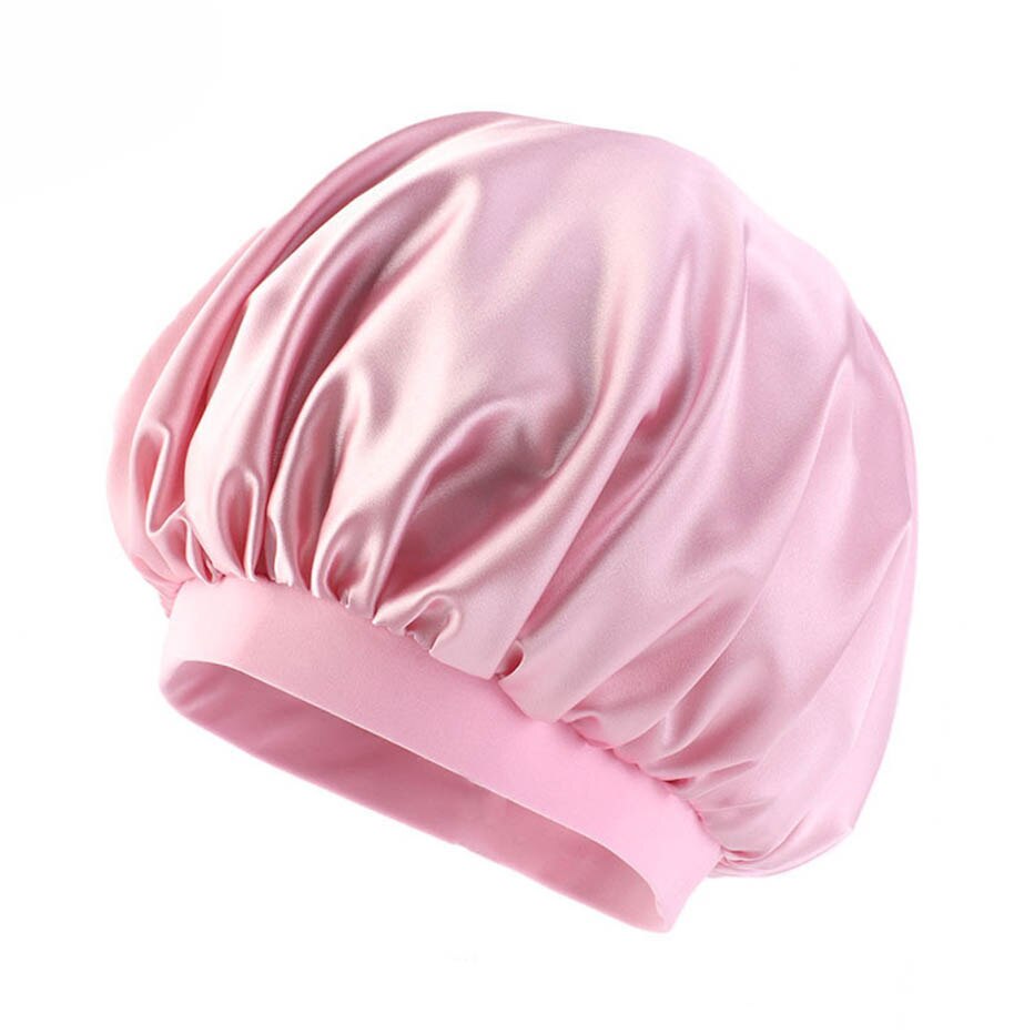 Unisex Adults Satin Nightcap Wide-brimmed Single Color Men Women Sleeping Cap for Spring Autumn Winter