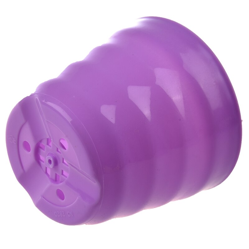 2 Pcs Plastic Round Flower Plant Pot Planter Holder with Tray Home Office Garden Decor Purple & Blue