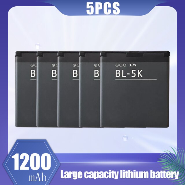 1-20PCS 1200mAh BL-5K BL 5K BL5K Rechargeable Lithium Phone Battery For Nokia N85 N86 8MP N87 2610S 701 Oro C7 C7-00 X7 X7-00 T7: 5PCS