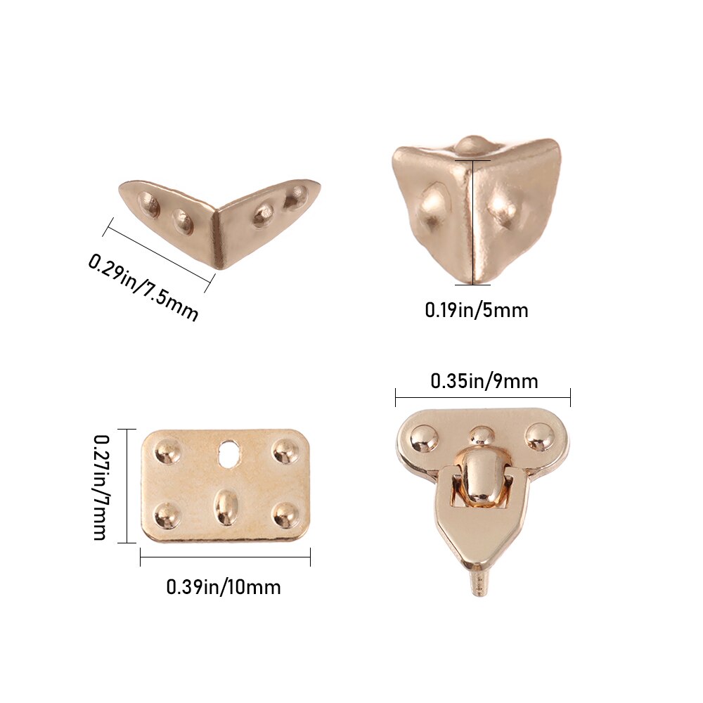 4 pçs/set mini artesanato de metal diy manual boneca sacos mala caixa peças caso protetor canto bagagem tronco caixa bloqueio acessórios