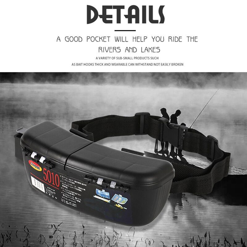 Fiskelok taljeboks multifunktionel fiskeboks bærbar vandtæt fiskegrej i plastik arrangørboks taljebælte fiskeri