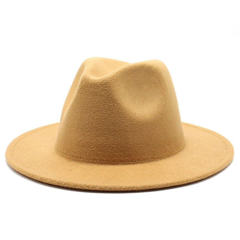 Fedora – chapeau de Jazz en feutre pour femmes, hommes, garçons et filles, pour enfants, pour décorer un mariage formel, Panama, automne et hiver: Camel / 56-58CM
