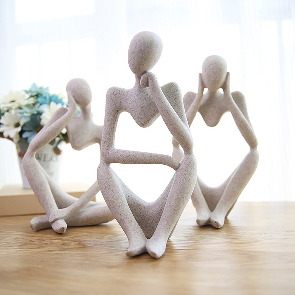 Forgetive Resin Statues Abstract Thinker People Sculptures Miniature Figurines Craft Office Home Decoration Ornaments