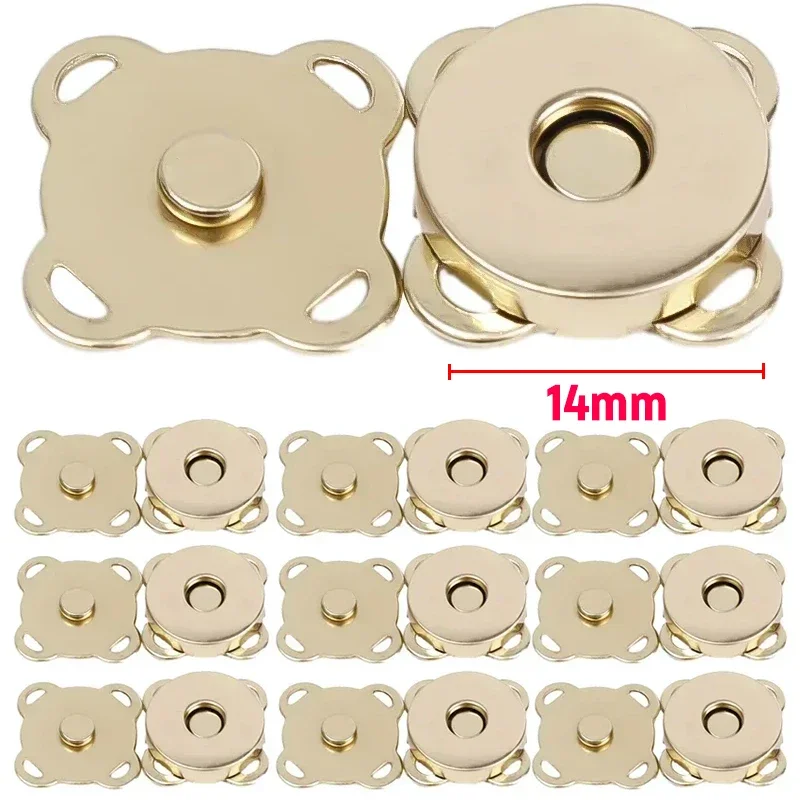 1/20 set magnetiska tryckknappar spännen knappar handväska väska plånbok pyssel väskdelar mini adsorptionsspänne gör-det-själv-pyssel: 3/8 " / Ljusguld