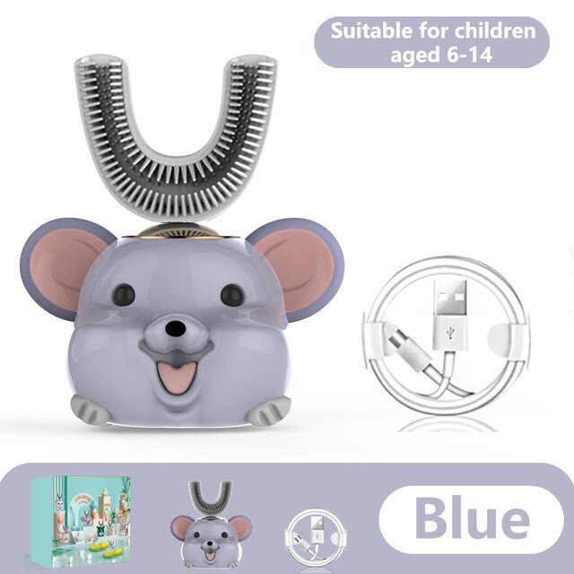 U-shaped Electric Toothbrush Kids Smart 360 Degrees Silicon Automatic Ultrasonic Teeth Tooth Brush Cartoon Pattern Children: 14