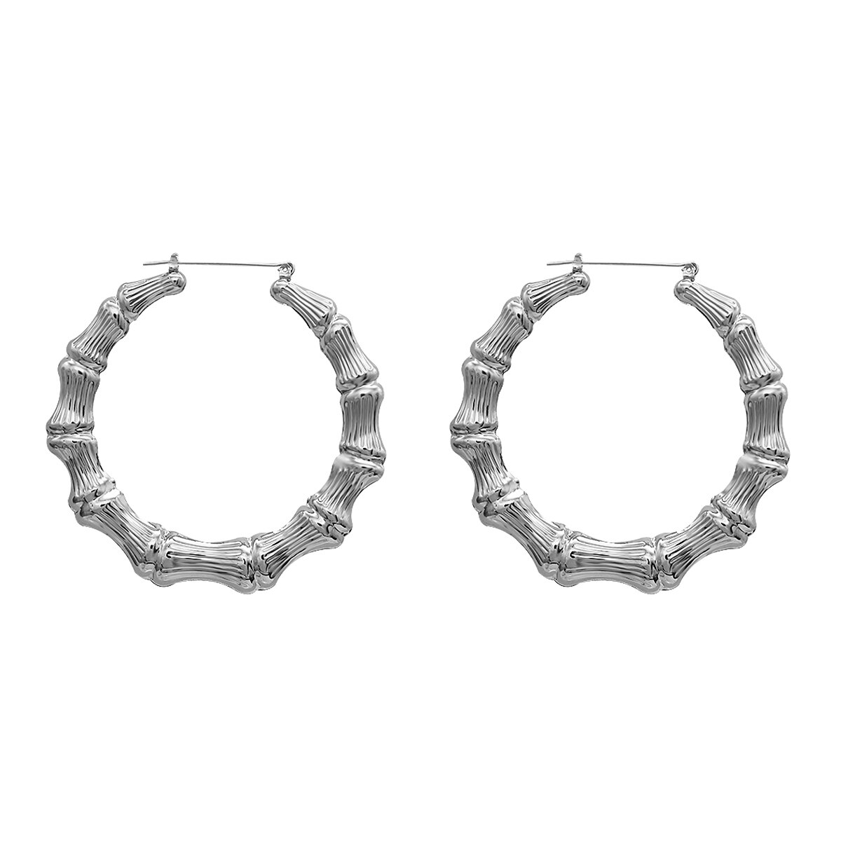 AENSOA 2020 Nuovo Punk di Colore Dell&#39;oro Rotonda Orecchini A Cerchio di Bambù per Le Donne In Metallo Esagerato Grande Anello Cerchio Orecchini Monili Popolari: 75mm Silver Color