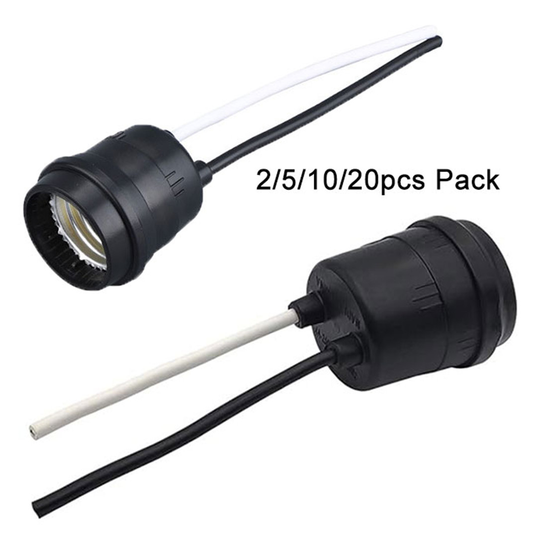 2/5/10/20pcs Pack Waterproof E27 Pigtail Lamp Socket with Wire Rainproof E26 Lamp Holder for Outdoor Garden Patio DIY Lighting