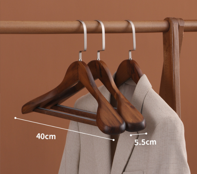 Velvet coat hanger wood flocking wide shoulder suit clothes rack home Wardrobe closet organizer luxury clothes wooden hanger: XXL / DARK GRAY
