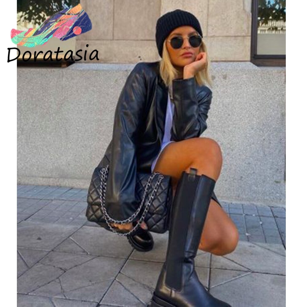 herbst Neue Luxus Mitte-kalb Stiefel Frauen Kühlen Hohe Plattform Stiefel Keile Schuhe Frau