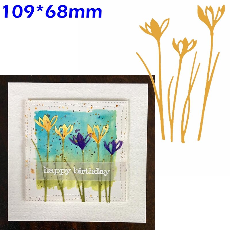 Campanula+krokus+tulipan+plommeblomststanser for kort lage 4 blomster sjablonger for metallskjæring: 2