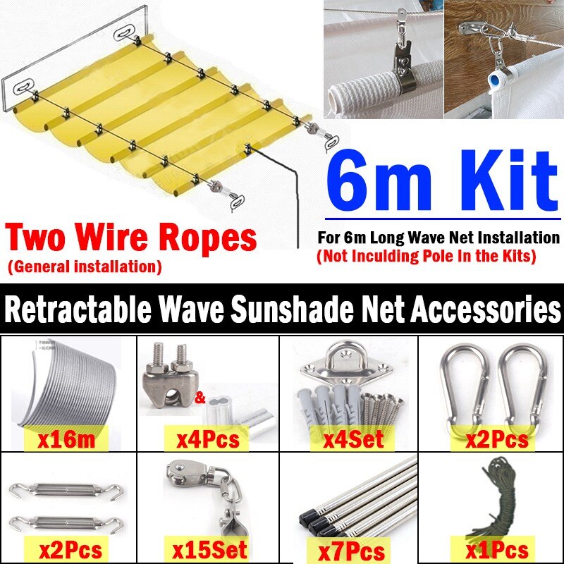 Width 1M HDPE Telescopic Wave Sun Shade Net Balcony Terrace Sun Shelter Garden Pergolas Canopy Outdoor Swimming Pool Awning