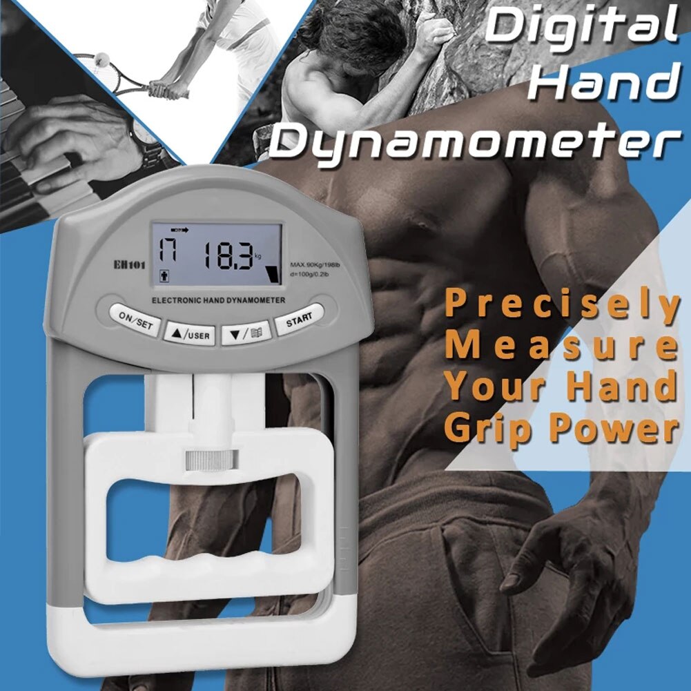 90kg/200 pounds Digital LCD Dynamometer Hand Grip Power Fitness Measurement Strength Training Mucle Developer for Body Building