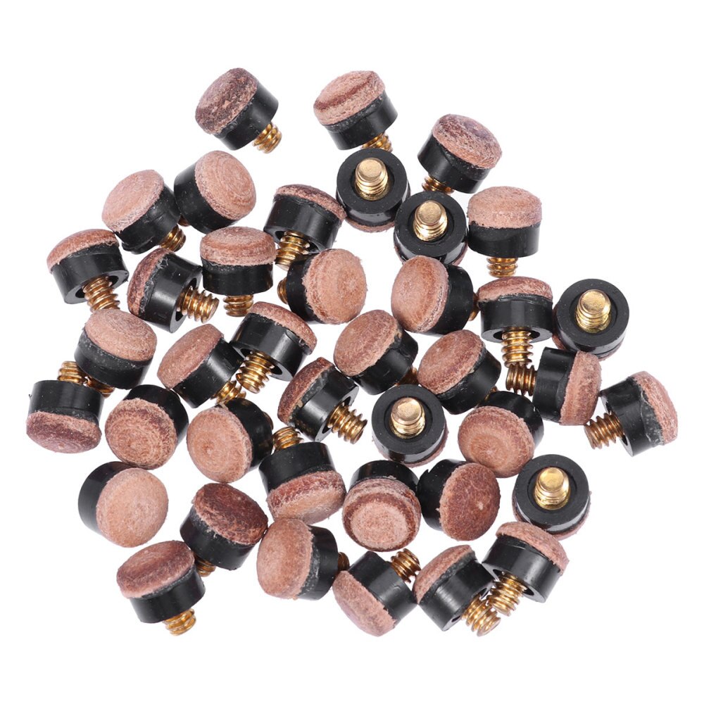 50pcs Billiard Tip Screw-on Brown Pool Cues Tip Billiard Ferrule Billiard Tip for Billiard Snooker Game Club: Default Title