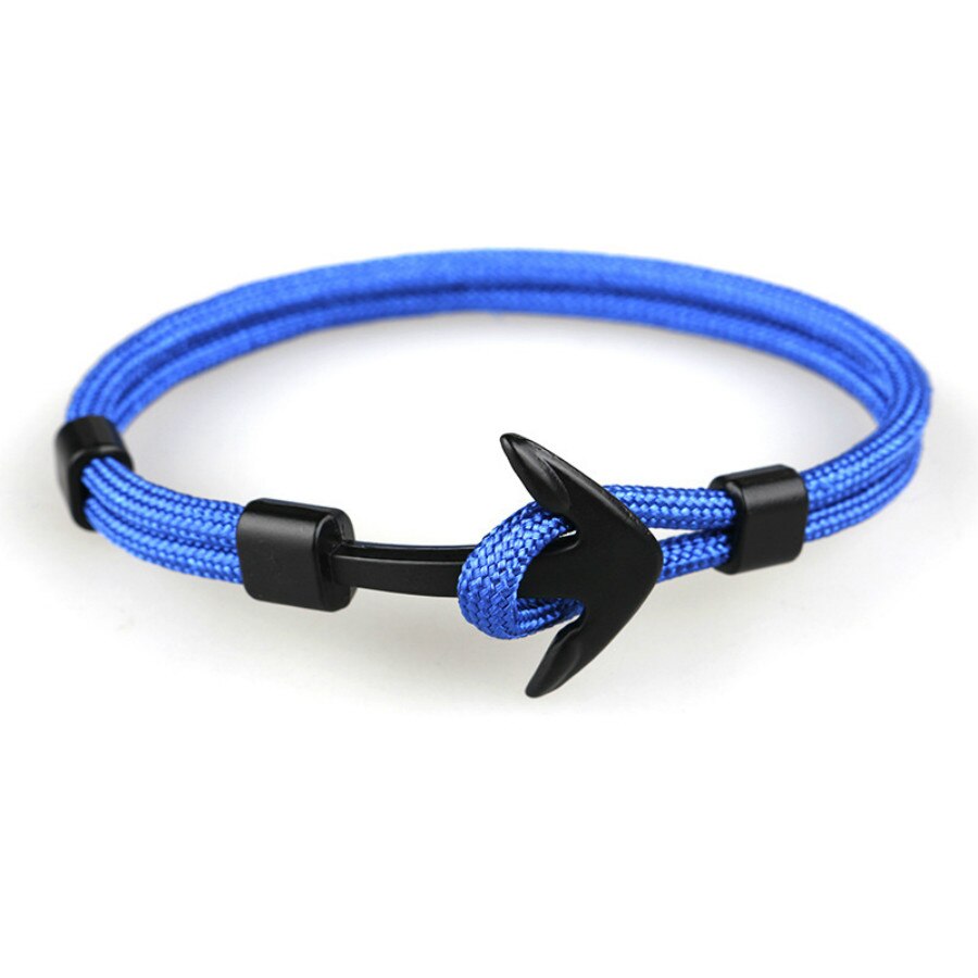 Black Color Anchor Hologram Bracelets Men Survival Rope Chain Paracord Bracelet Metal Sport Hooks