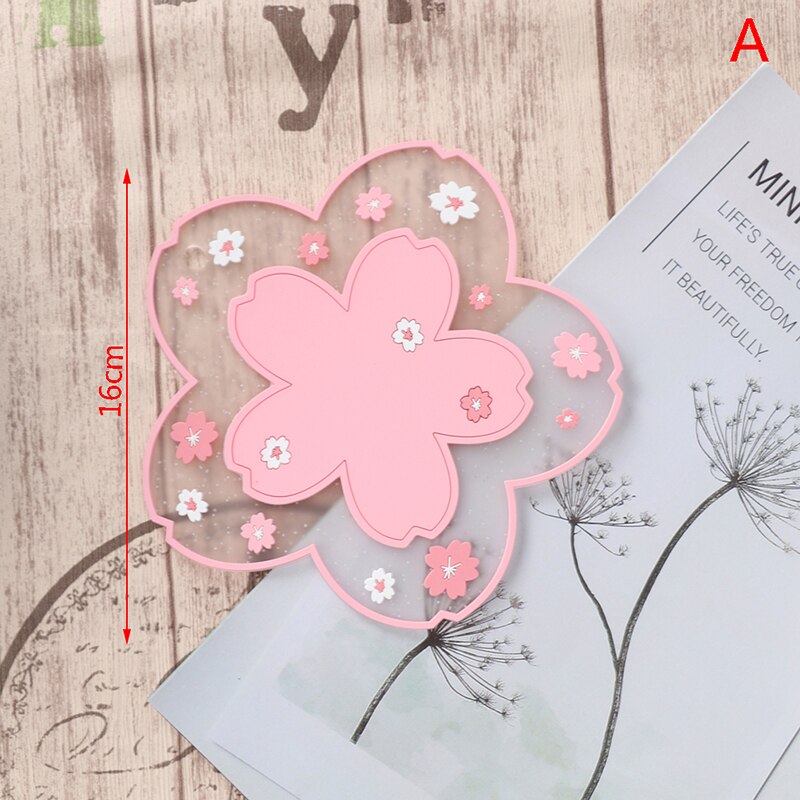 Estera de mesa de aislamiento térmico de flor de cerezo, alfombrilla antideslizante para taza de té, Oficina familiar: A