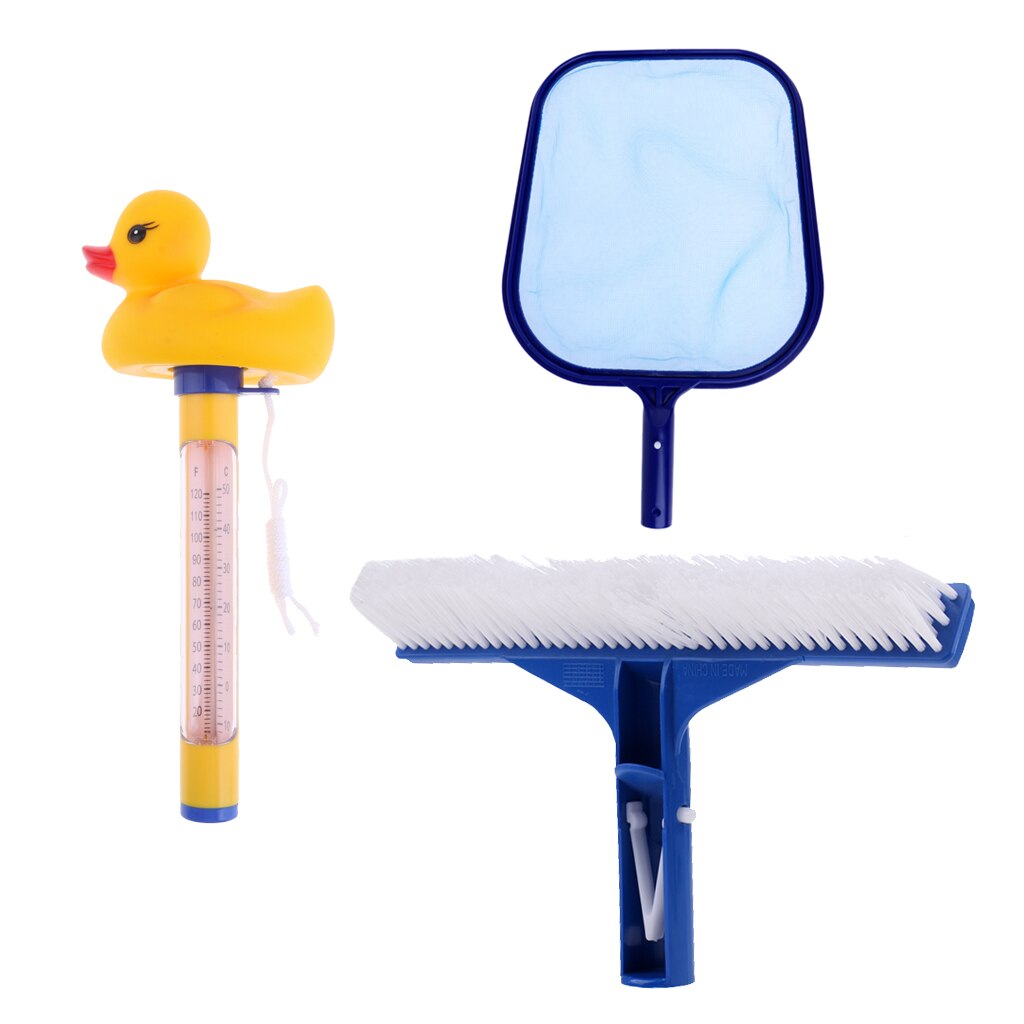 Swimming Pool Cleaning Maintenance Kit Above Ground Leaf Skimmer Net Thermometer & Pole Pool Cleaning Tools