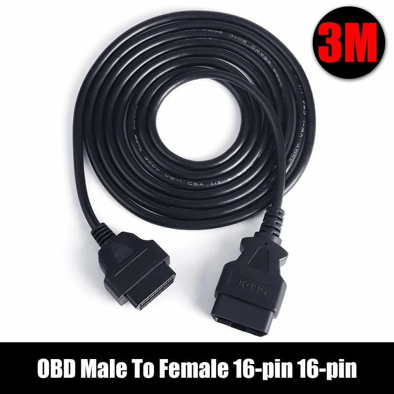 Cabo de extensão obd para carro, macho para fêmea, 16 núcleos, energizado, 16 pinos, obd2, elm327, ferramenta de diagnóstico, conector, adaptador de scanner, 3m, 1.5m: orange
