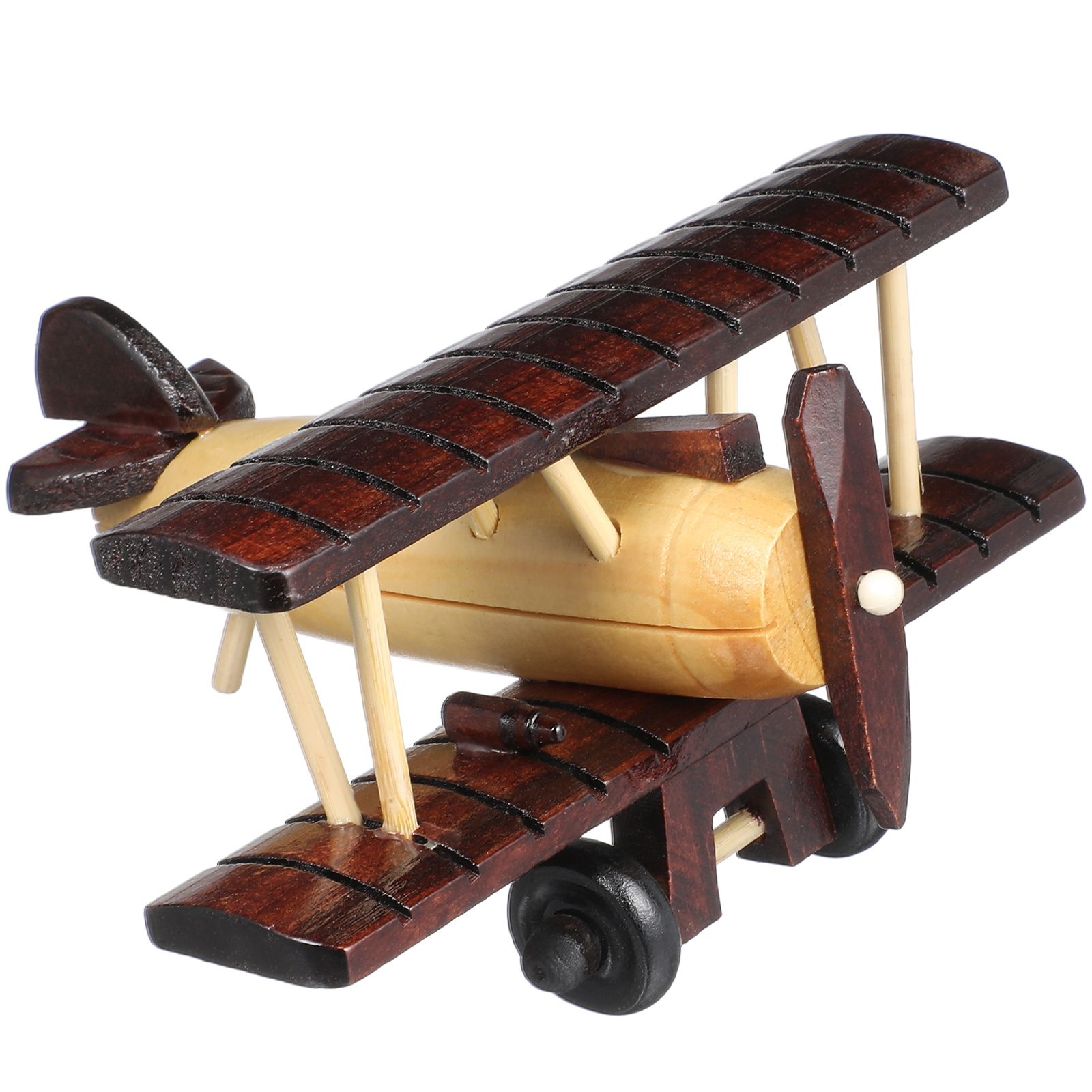 Rustic Wood Texture Wooden Plane Model Vintage Airplane Decor Retro nament For Home Figurines Miniatures Crafts Adornment