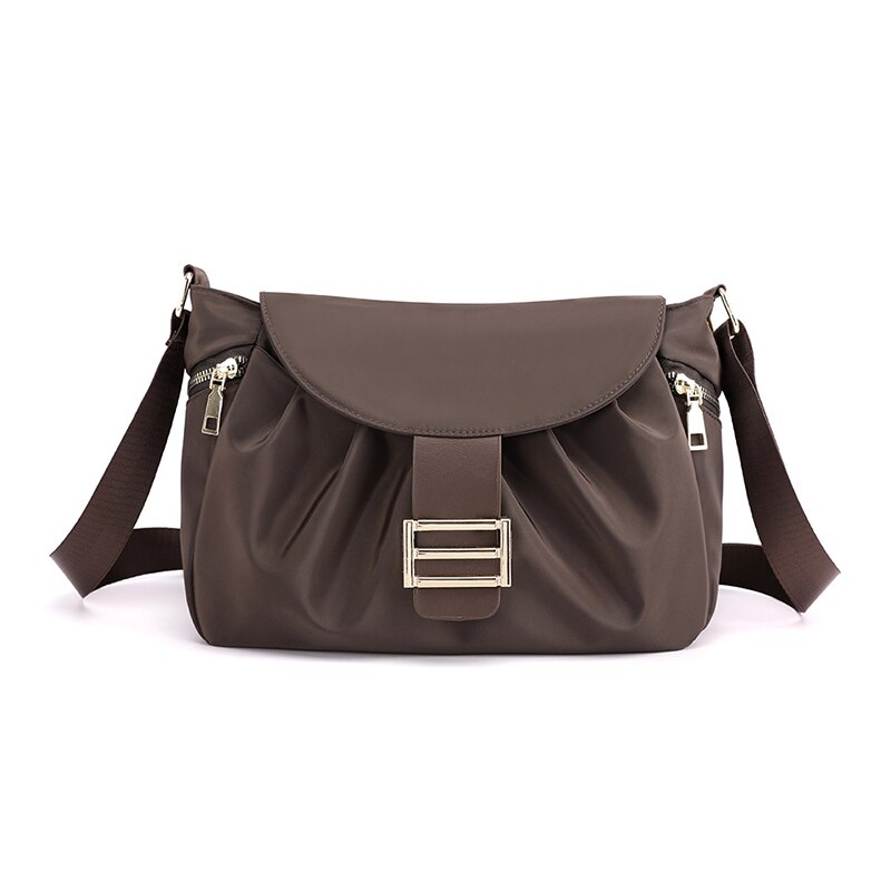 Vrouwen Nylon Schoudertas Waterdichte Messenger Winkelen Handtas Vrouwelijke Doek Reizen Casual Crossbody Tassen Dames Tote: Coffee