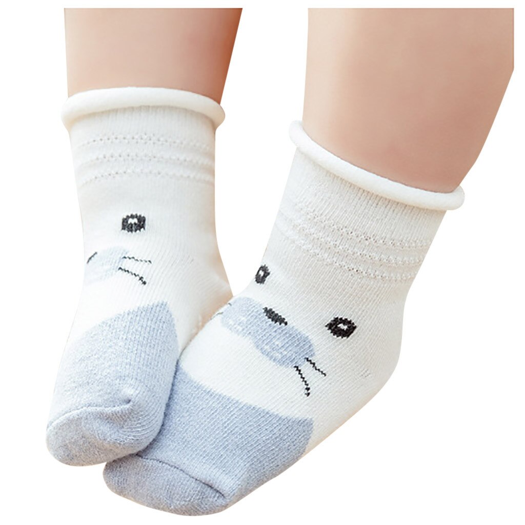 Kids Baby Baby Jongens Meisjes Sokken Ademend Cartoon Dieren Print Anti-Slip Sokken Pasgeboren Peuter Leuke Meias Infantil: Blauw