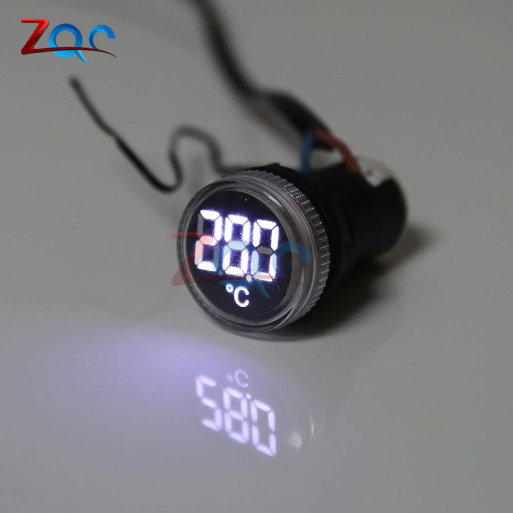 22mm AC 50-380V 110V 220V LED Digital Light Thermometer Indicator Temperature Sensor Induction Tester thermograph Meter -20-199℃