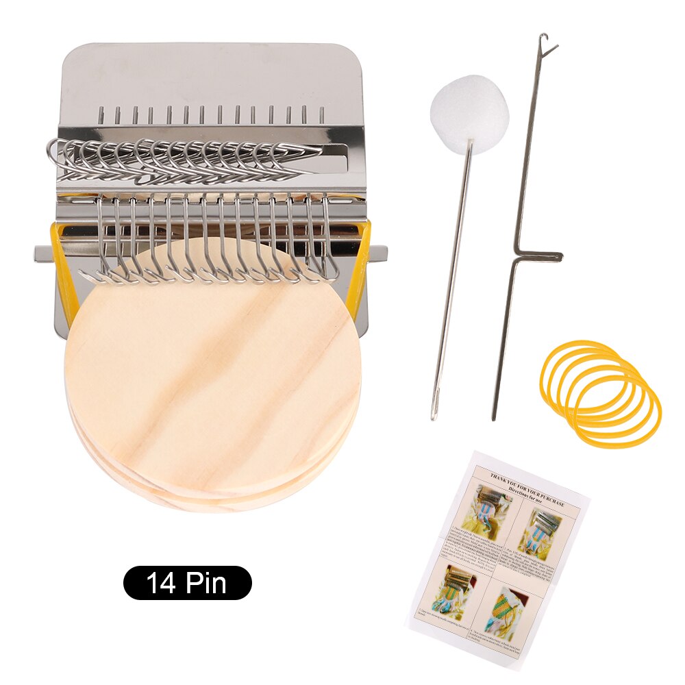 Knitting Tools Small Frame Darning Machine Small Loom For Mending Clothes and Jeans Hand Tapestry Wood Loom Weaving Frame: 14 pins