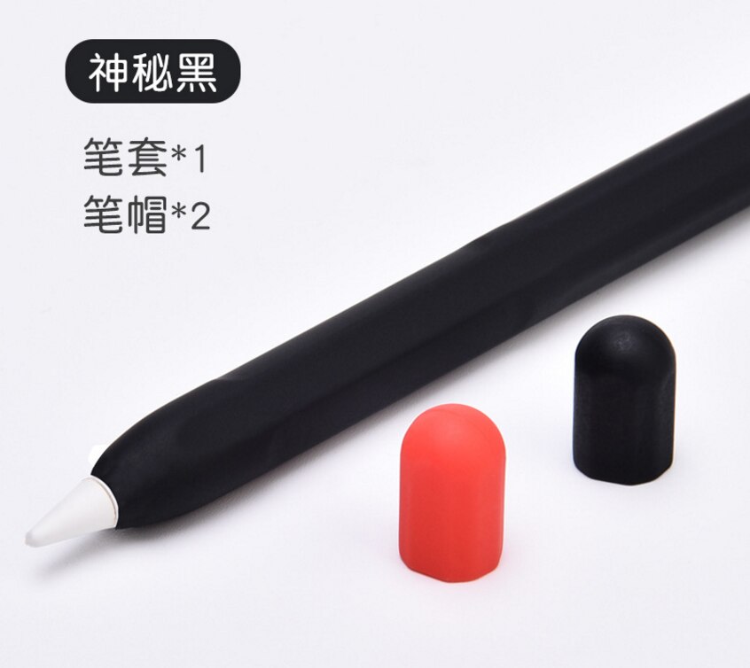 Protective Safety Case For Apple Pencil 2 Anti-lost Anti-Shock Silicone Sleeve Cover For Ipad Tablet Touch Pencil 2 Kits: Black