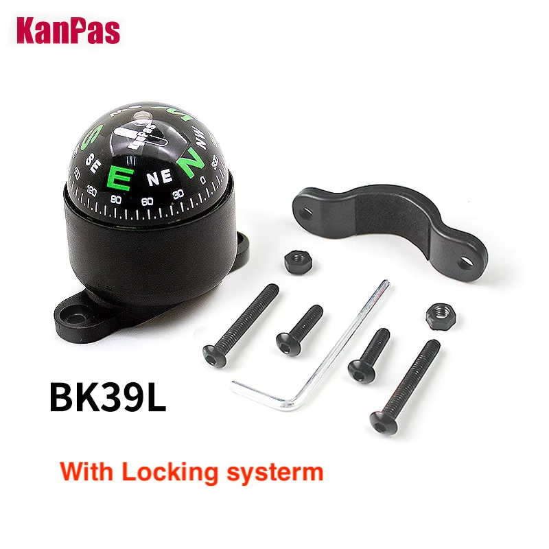 Kanpas lysende sykkelkompass med låsesystem / sykler og motorsykler kompass / styrekompass / sykkeltilbehør: Svart