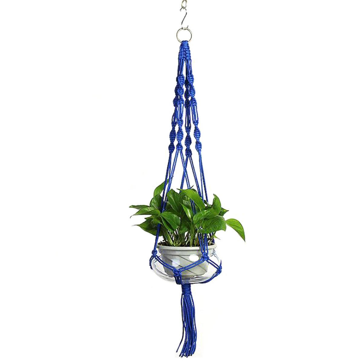 Yiida Hangende stro plantenbak, geweven hangmanden voor planten, plantenhangmanden, rieten mand, opvouwbaar zeegras, bloempot, macramé, plantenhanger