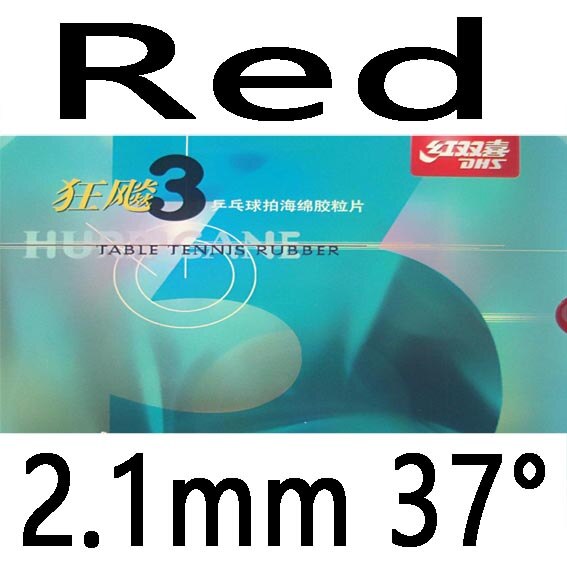 DHS NEO Hurricane 3 NEO Hurricane3 NEO Hurricane-3 Pips-In Table Tennis PingPong Rubber with Orange Sponge 2.15-2.2mm: red 2.1mm H37