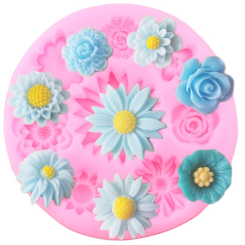 Flower Silicone Molds Rose Daisy Plumeria Cupcake Topper Fondant Cake Decorating Tools Candy Clay Chocolate Gumpaste Moulds