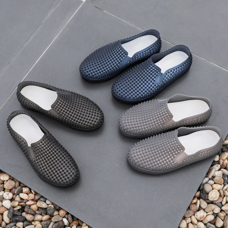 Zapatos informales antideslizantes para hombre, mocasines sin cordones con agujeros, transpirables, para playa,