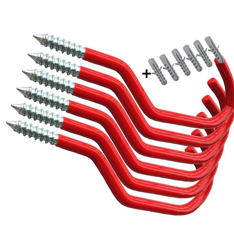 Bike Hooks,Heavy Duty Bicycle Storage Hooks Set,Screw-in Utility Storage Hangers Shed Garage Garden Hook Plastic Coated for Wall: Default Title