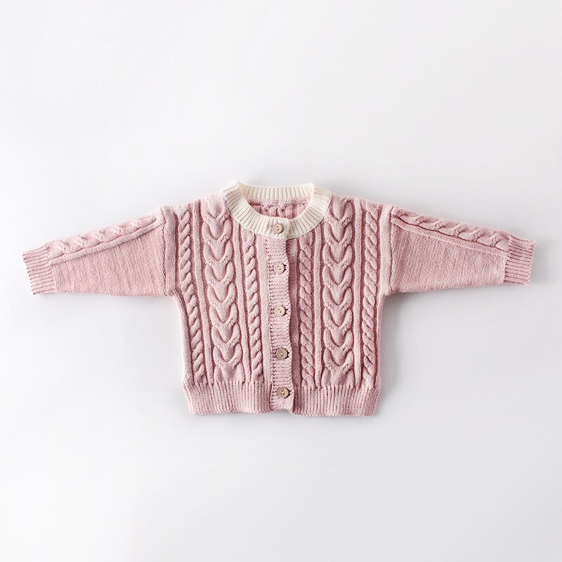 0-3 jaar lente baby meisjes gebreide kleding jas warme herfst jongens meisjes effen vest trui babykleding: Roze / 3t