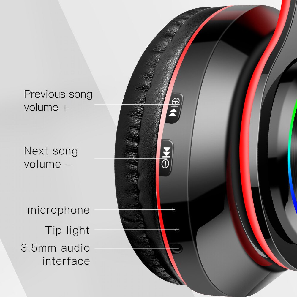 Xiaomi-auriculares inalámbricos con luz LED, cascos HiFi plegables con micrófono y Bluetooth 5,0
